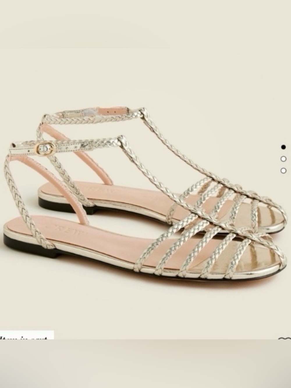 J. Crew - Braided cage-toe sandals Size 8.5 Metallic Leather WhiteGold CK004 NWT